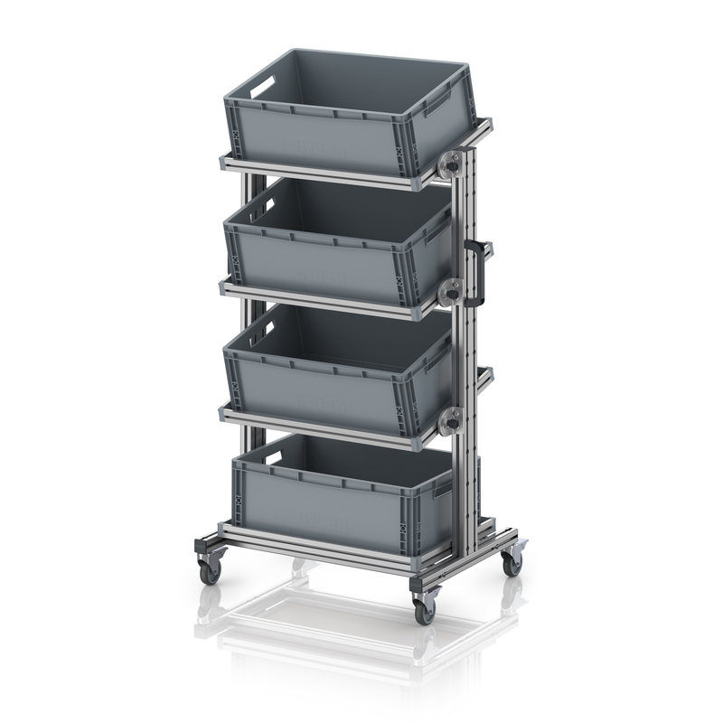 AUER Packaging Wózki systemowe do pojemników Euro 60 x 40 wysokość 134 cm, pochylane EG SWN 134 6422